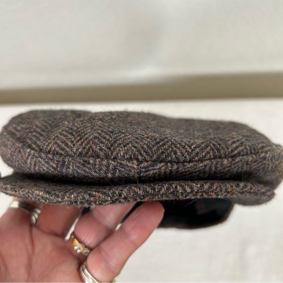 VTG Driving Flat Scally Cap Sz 7 1/8 herringbone tweed made in USA Preppy - Picture 3 of 9